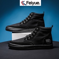 Feiyue Canvas Shoes Men's Shoes High-Top Men's Autumn Shoes Men's Sneakers All-Match Black Fashion C