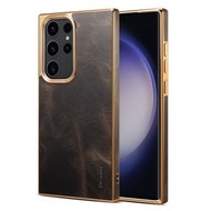 內地直送 - Denior头层油蜡牛皮手机皮套后盖适用热销三星25Ultra头层牛皮手机壳24保护套23Plus三星23FE-黑色 三星Galaxy S23