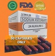 24 ALKALINE C SODIUM ASCORBATE 50 CAPSULES( 100% ORIGINAL)