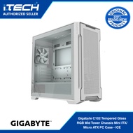 Gigabyte C102 Tempered Glass RGB Mid Tower Chassis Mini ITX/Micro ATX PC Case - ICE