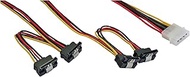 InLine 29672B Power Y-Cable Internal, 1x 13.34 cm (5.25 Inches) to 4x 15-Pin SATA Angled with Latch,