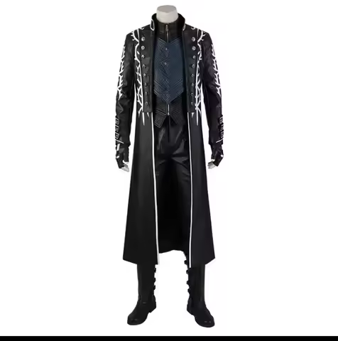 Hot Game DMC5 Cosplay Vergil Costume Nelo Complete Outfit with Boots Halloween Carnival Men Suit Jac
