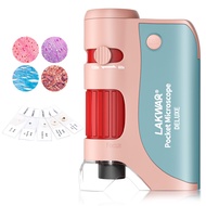 Pocket Microscope for Kids Adults, 60x-120x Portable Handheld Microscope with 5 Microscope Slides, M