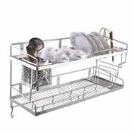 Kệ Úp Chén Dĩa Inox 304 2 Tầng Gắn Tường Nhiều Kích Cỡ - Gía Để Chén Dĩa Có Kệ Đũa 06