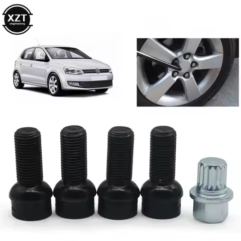 4+1 M14 x 1.5 x 27.5 Car Steel Wheels Bolt Key Lock Lug Nut Set For VW/Golf/Jetta/Beetle/Passat/Audi