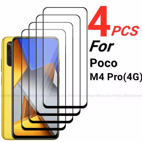 2/4PCS Tempered Glass For Xiaomi Poco M4 Pro Screen Protector Xiaomi Poco M4 Pro Full Glue Cover Pho
