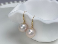 靈動款 天然淡水珍珠 愛迪生 炫彩粉色 18k金 耳環