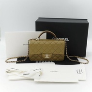 Chanel 香奈兒 Classic Flap 20cm CF Handle 手提款 橄欖綠 羊皮 斜挎包 手提包