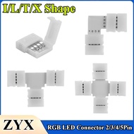 RGB LED Strip Connector 2/3/4/5Pin 8/10/12mm I/L/T/X Shape Free Soldering