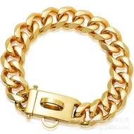 19mm Titanium Steel Dog Collar Dog Chain Dog Walking Collar Stainless Steel Pet Dog Chain Gold Chain