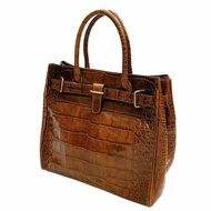 Furla Eembossed Leather Handbag Tote Bag Brown