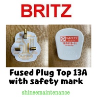 [10pc bundle!] Britz Fused Plug Top 13A with Safety Mark