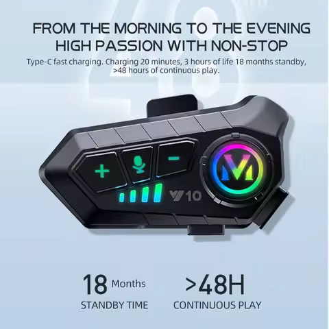 Y10 Motorcycle Helmet Headset Stereo Voice Control Bluetooth 5.3 Hands Free Call IPX6 Waterproof 100