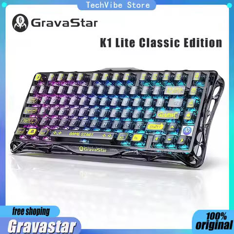 GravaStar Mercury K1 Lite 75% Gaming Keyboard 2.4GHz/BT/Wired Tri-Mode Wireless Mechanical Keyboard 