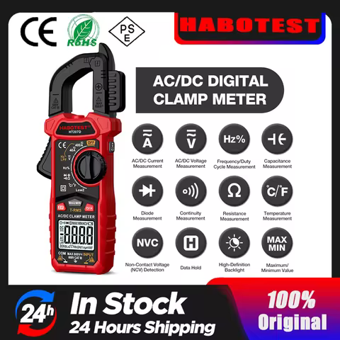 HABOTEST HT207D AC DC Digital Clamp Meter Multimeter Pinza Amperimetrica True RMSTrue RMS NCV Voltag