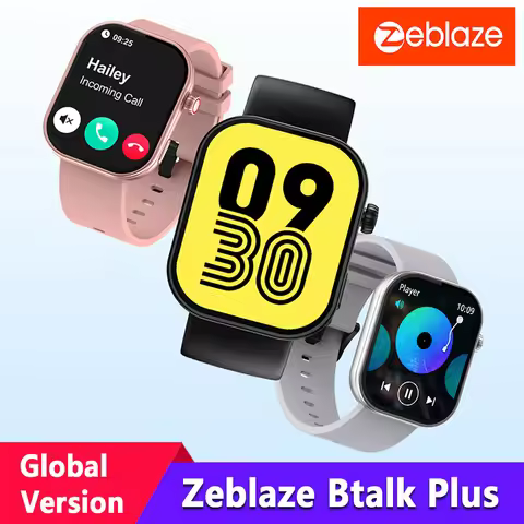 Original Zeblaze Btalk Plus Smartwatch 2.03'' HD Color Display 24H Health Monitor Bluetooth Phone Ca