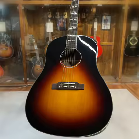 J45 Sunburst Acoustic Guitar with Spruce Top and Diamond Abalone Inlay on Rosewood Fingerboard Begin