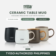Tyeso Vacuum Insulated Inner Ceramic Coffee Mug with Handle 355ml