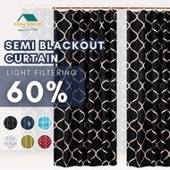 [C#1] SORA Semi Blackout Curtain Langsir Raya Tingkap Qualiti Tinggi Hook Rod 120cm x 160cm/210cm