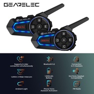 QJMBF GEARELEC DK06 PRO ชุดหูฟังบลูทูธสำหรับมอเตอร์ไซต์2 Riders 1500M อินเตอร์คอมแบบมีบลูทูธ5.2หมวกก