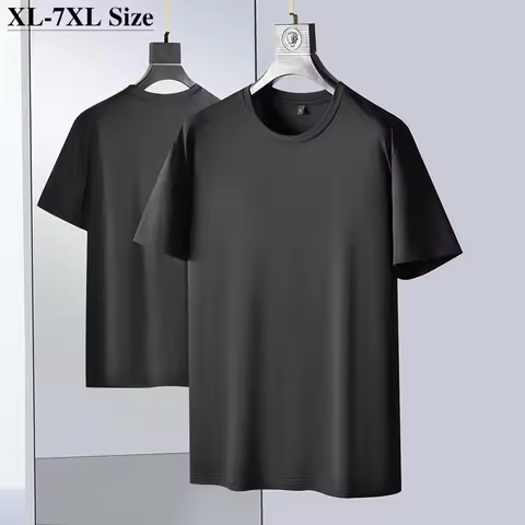 Plsu Size 5XL 6XL 7XL Summer Men's Short Sleeve T-Shirt Modal Fabric Fashion Casual Solid Color Soft
