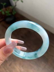 冰種翡翠天然翡翠玉鐲A玉手鐲 玉鈪 • 冰種藍飄花翡翠福鐲