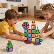 46PCS 3.75cm Plastic Magnetic Tiles Building Blocks Block Set EN71/CPSIA Certified Kids STEM Educati