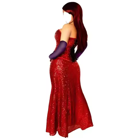 Who Framed Roger Rabbit Jessica Rabbit cosplay costume red dress top skirt with gloves customized