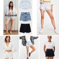 Pull & Bear Denim Short Pants - Celana Pendek Wanita Jeans Robek Murah