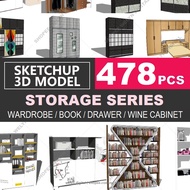 SketchUp | 3D Model TV/Book Cabinet Furniture Storage 509 for home interior design software | Exclus