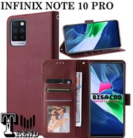 LEATHER CASE FLIP UNTUK INFINIX NOTE 10 PRO - FLIP  WALLET CASE KULIT UNTUK INFINIX NOTE 10 PRO- CASING DOMPET-FLIP COVER LEATHER-SARUNG BUKU HP