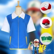 Ash Ketchum Costumes Trainer Cosplay Jacket Japanese Anime Ash Shirt Gloves Hat Ball Boy Clothes 1A0