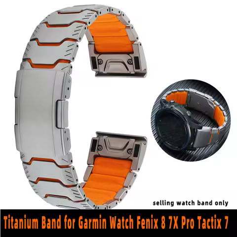 26mm Titanium +Silicone Band for Garmin Watch Fenix 8 7X Pro Tactix 7 EPIX Pro 51mm Enduro 3 2X Inst