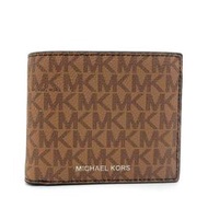 【W小舖】MICHAEL KORS MK 棕色 防刮PVC皮革 男夾 短夾 皮夾 錢包 零錢袋~M88678