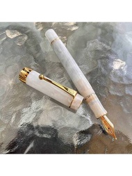 1支金豪世紀系列100牛白色鋼筆，帶有墨水轉換器的精細筆尖（金飾）