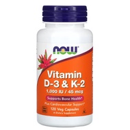 NOW Foods, Vitamin D-3 & K-2, 120 Veg Capsules