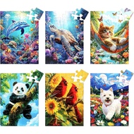 6 Packs 24 Large Piece Puzzles for Seniors,Animals Puzzle for Seniors with Dementia,Turtle Panda Cat