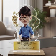 15x9 CM - CUSTOM TROPHY - ACRYLIC PLAQUE - GRADUATION PLAQUE - AWARD PLAQUE - CARICATURE PLAQUE - UN