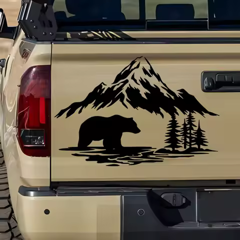 Bear Crossing Forest Adventure Pickup SUV Off-Road Car Sticker Window Glass Body Pull Flower Vinyl D