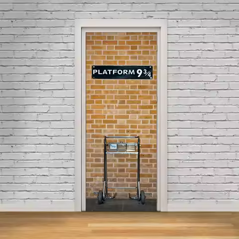 Magical Boy Movie Poster Train Platform 9-3/4 3D Door Stickers Home Decoration for Kids Room Walls A