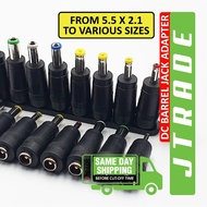 DC Power Supply Barrel Jack Connector Adapter Converter 5525 or 5521 to Various Sizes