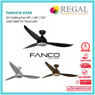 [Free remote] Fanco B-Star 36" / 46" / 52" Ceiling Fan with 24W Tri-Tone LED Excluding Installation Available in Matt Black Matt White and Wood - Regal Lighting