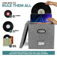 TECHCHIP-Vinyl Record Storage Box with Lid and Handles LP Record Organizer Stylish Home Decor Protec