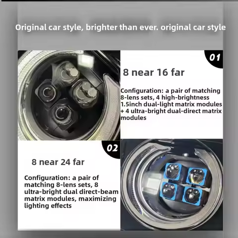 Dynamic Flow Matrix Laser Lens LED Headlight Assembly Non-destructive Installation Modification For