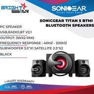 PC SPEAKER / SONICGEAR TITAN 5 BTMI BLUETOOTH SPEAKERS / USBRADIOBT V2.1 / OUTPUT: 3WX2 RMS / FREQUE
