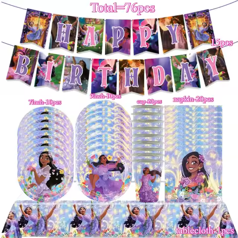 Encanto Isabella Mirabel Girls Birthday Party Disposable Tableware Decor Set Plates Cups Napkins Tab