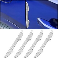 zipelo Car Door Handle Protector Sticker, 4 Pcs Rear View Mirror Carbon Fiber Anti-Scratch Strip Decals, Non-Marking Auto Door Handle Edge Guards, Car Accessories for Sedan, Truck, SUV(White)