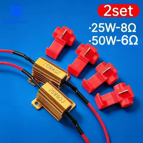 2Set 8ohm 25W / 6ohm 50W Aluminum Load Resistor 12V for Car Turn Signal LED Indicator Flash