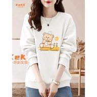S-4XL Round Neck University t Korean Version Loose oversize Long-Sleeved Pure Cotton 100kg Top Plain