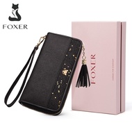 FOXER Women Stylish Long Wallet Leather Women Luxury Money Bag Ladies Party Chic Clutch Cellphone Ba